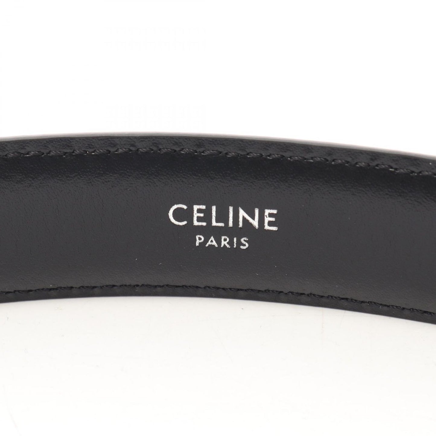 Celine Belt Triomphe Silver Gray Leather — view 4