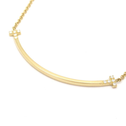 Tiffany & Co Necklace T Smile Pendant 18k Yellow Gold Diamond