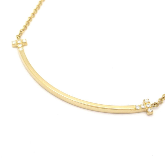 Tiffany & Co Necklace T Smile Pendant 18k Yellow Gold Diamond