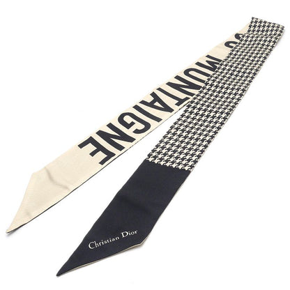 Dior Mizza Scarf 30 Montaigne Silk Black Houndstooth Pattern — view 2