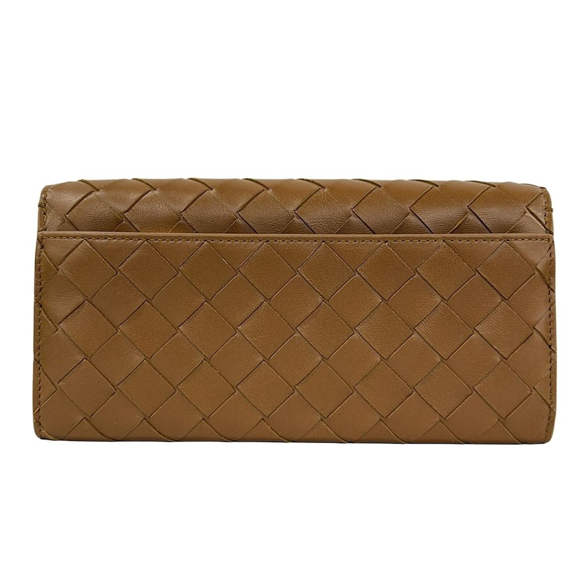 Bottega Veneta Wallet Flap Maxi Intrecciato Brown Beige Leather — view 2