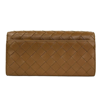 Bottega Veneta Wallet Flap Maxi Intrecciato Brown Beige Leather — view 2
