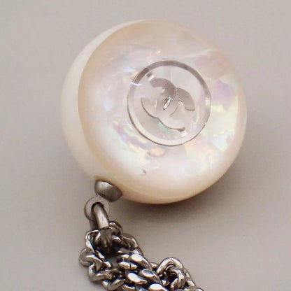 Chanel Necklace CC Logo Silver Off White — view 2