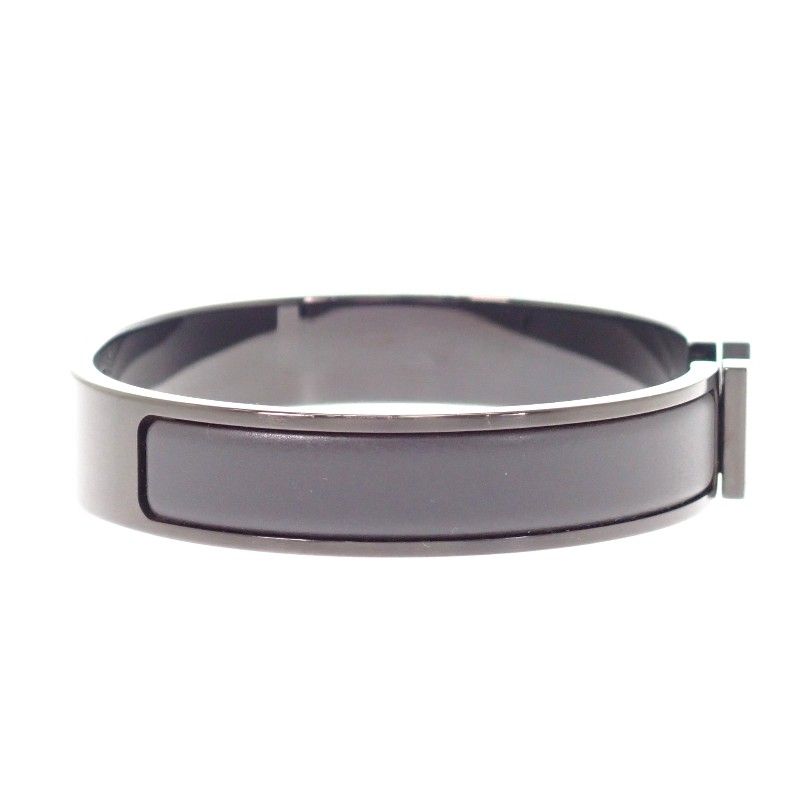 Hermes Bracelet Click HH Bangle Enamel Leather So Black — view 7
