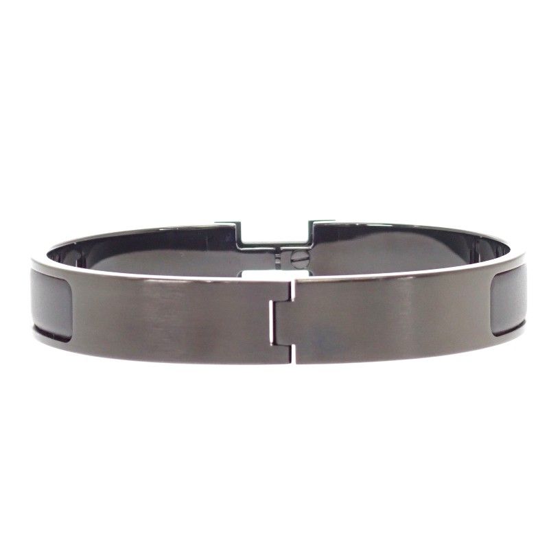 Hermes Bracelet Click HH Bangle Enamel Leather So Black — view 8