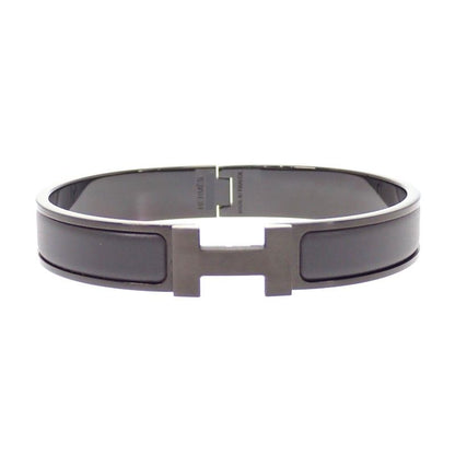 Hermes Bracelet Click HH Bangle Enamel Leather So Black — view 2