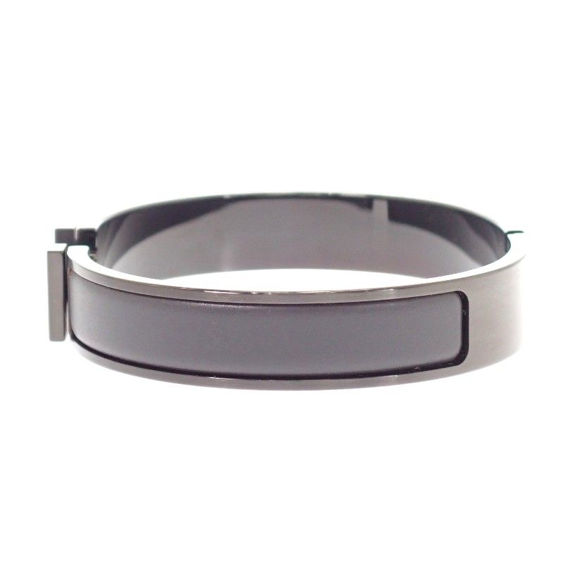Hermes Bracelet Click HH Bangle Enamel Leather So Black — view 6