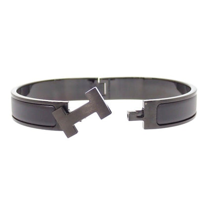 Hermes Bracelet Click HH Bangle Enamel Leather So Black — view 3
