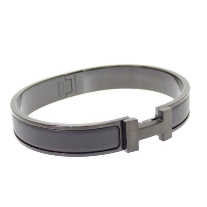 Hermes Bracelet Click HH Bangle Enamel Leather So Black — view 4