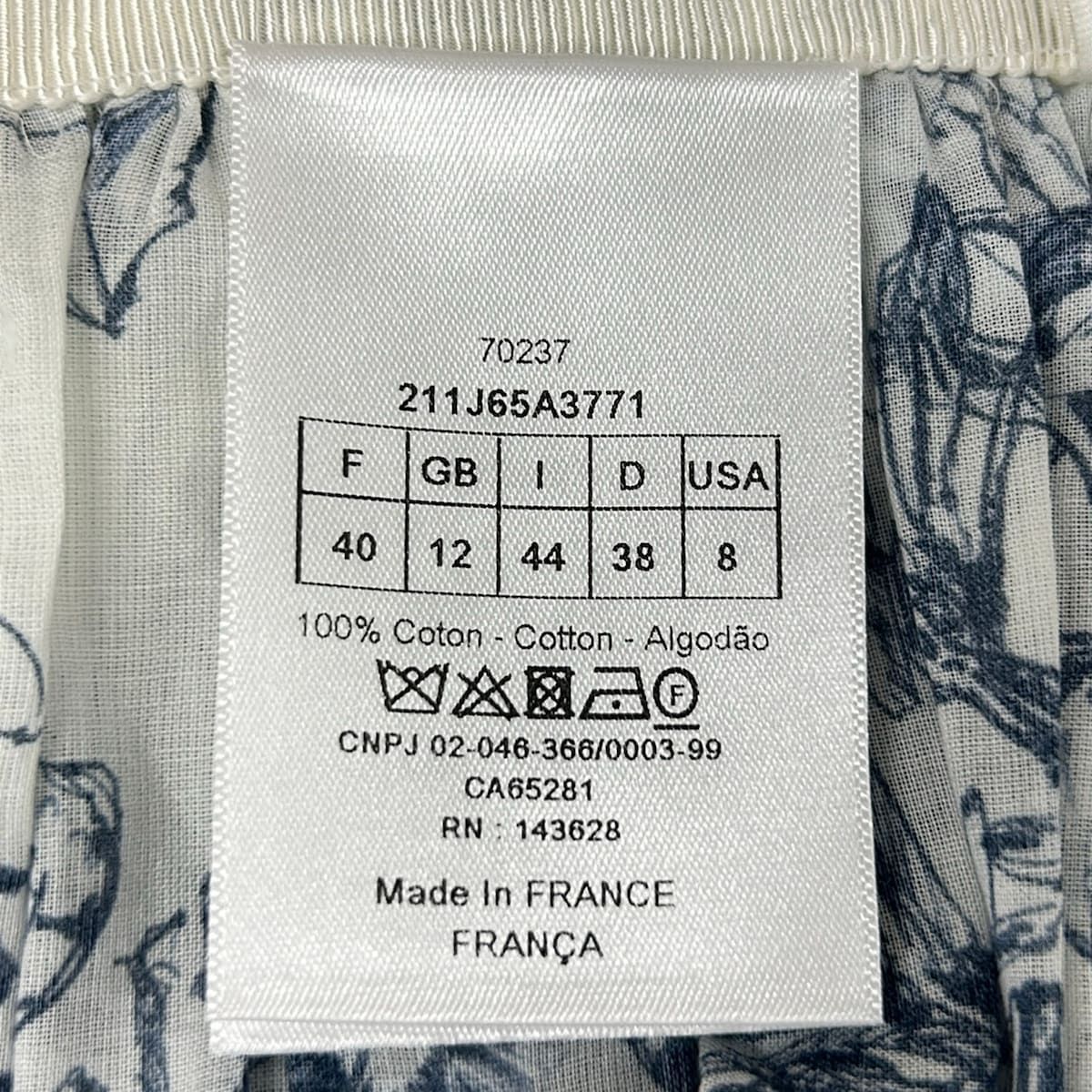Dior Long Skirt I 44 White Navy Toile de Jouy Cotton — view 6