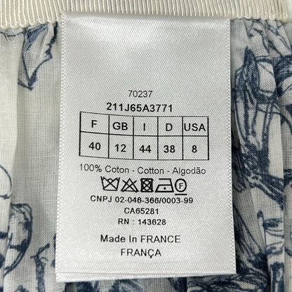 Dior Long Skirt I 44 White Navy Toile de Jouy Cotton — view 6