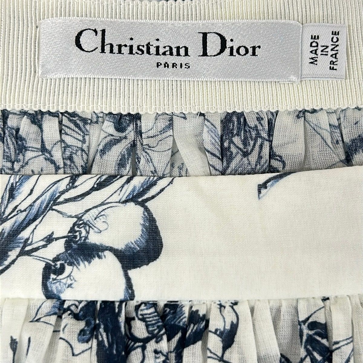 Dior Long Skirt I 44 White Navy Toile de Jouy Cotton — view 4