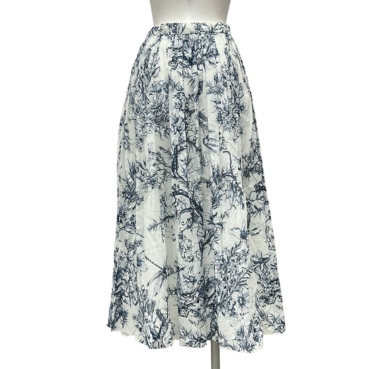 Dior Long Skirt I 44 White Navy Toile de Jouy Cotton — view 2