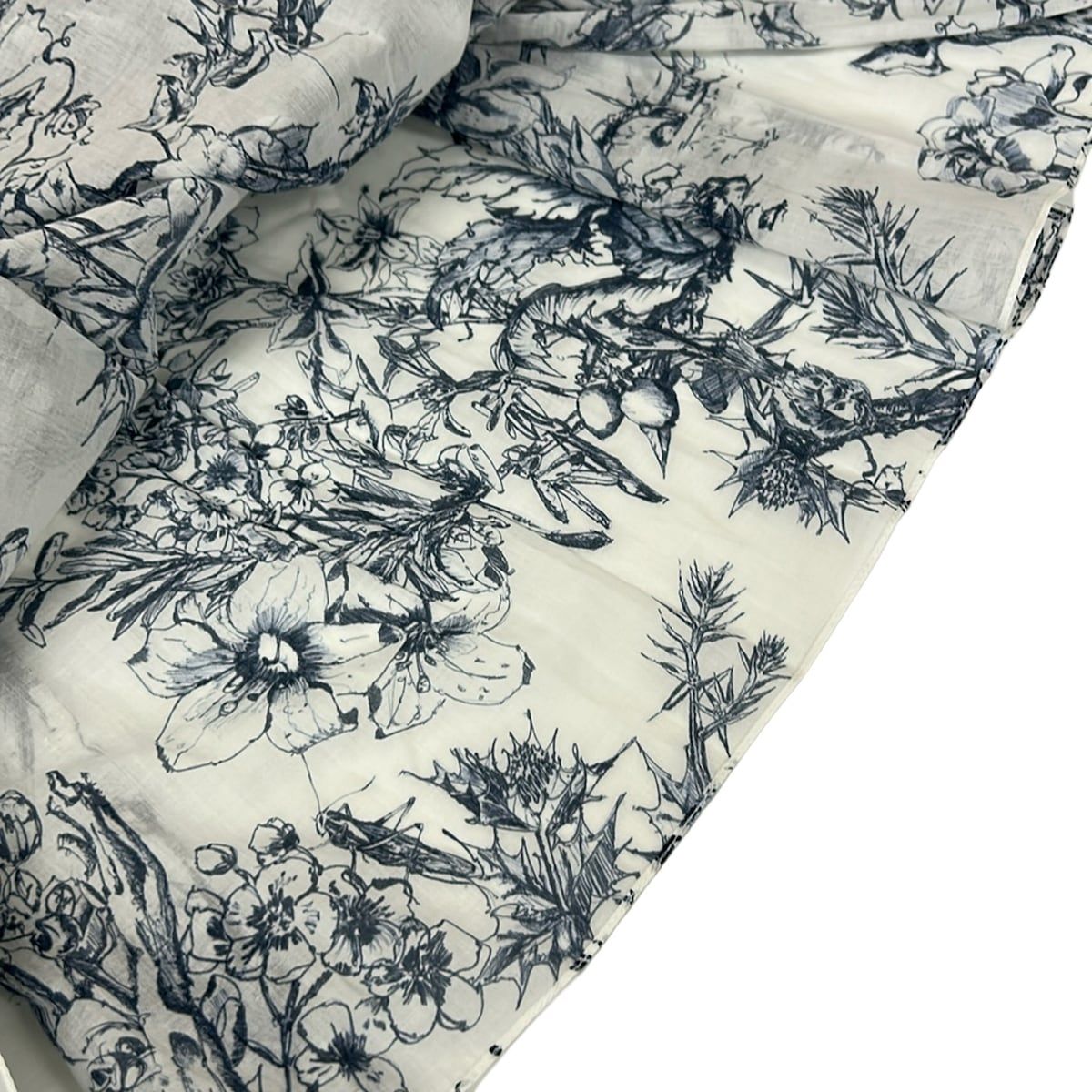 Dior Long Skirt I 44 White Navy Toile de Jouy Cotton — view 8