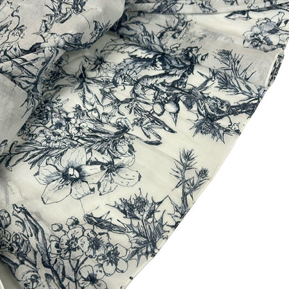 Dior Long Skirt I 44 White Navy Toile de Jouy Cotton — view 8