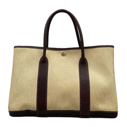 Hermes Tote Garden Party PM Beige Dark Brown