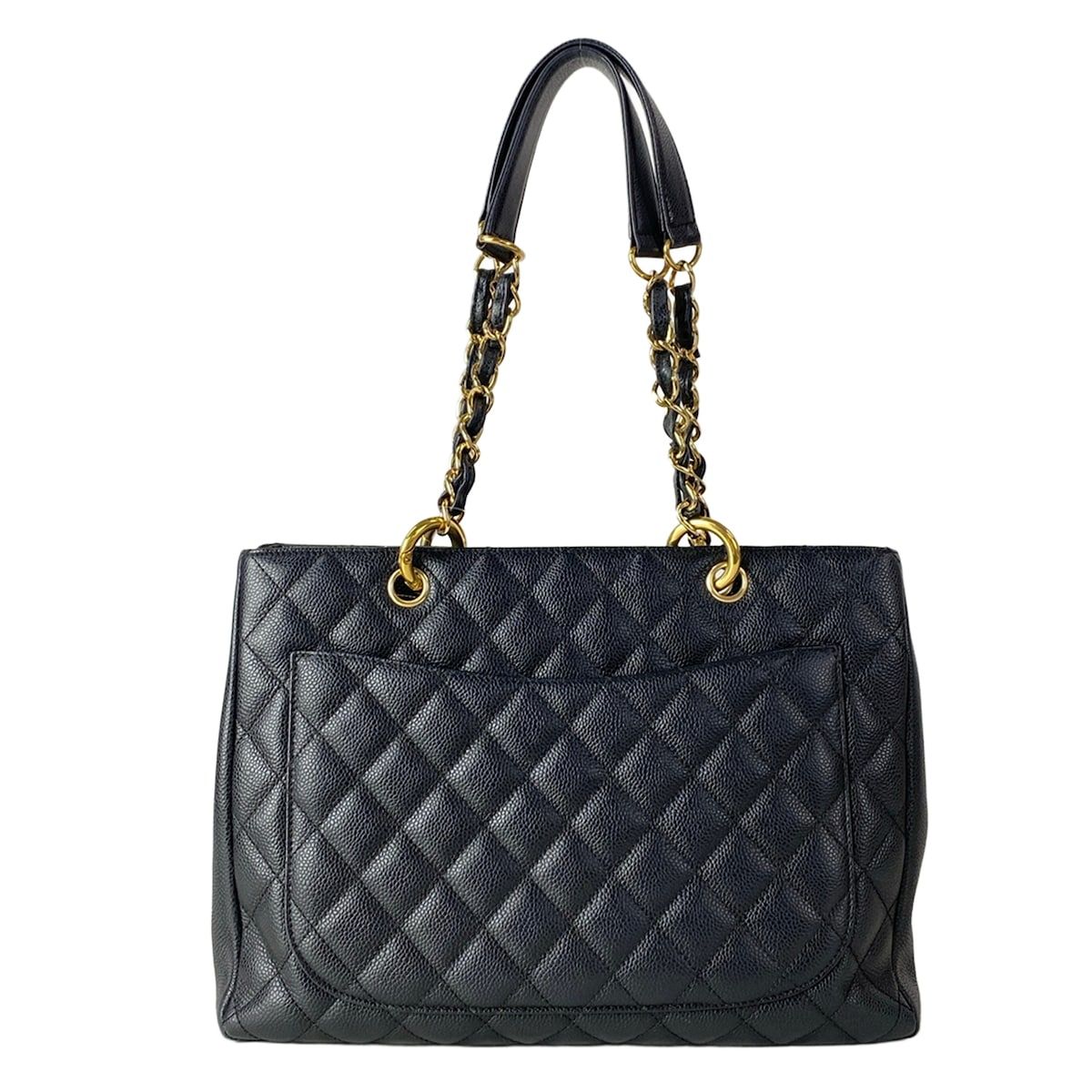 Chanel Tote Reprint Chain Grand Shopping GST Black Gold CC Logo — view 3