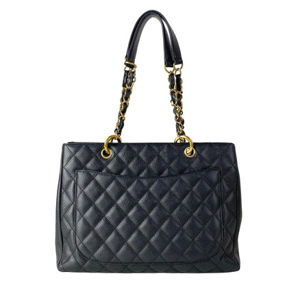 Chanel Tote Reprint Chain Grand Shopping GST Black Gold CC Logo — view 3