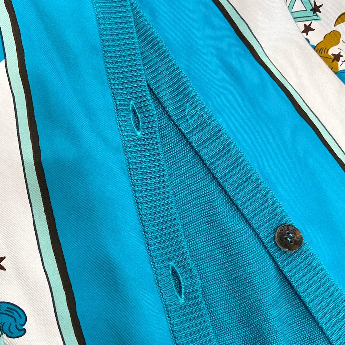 Hermes Cardigan 36 S Blue Green White Multi Long Sleeve Constellation — view 5