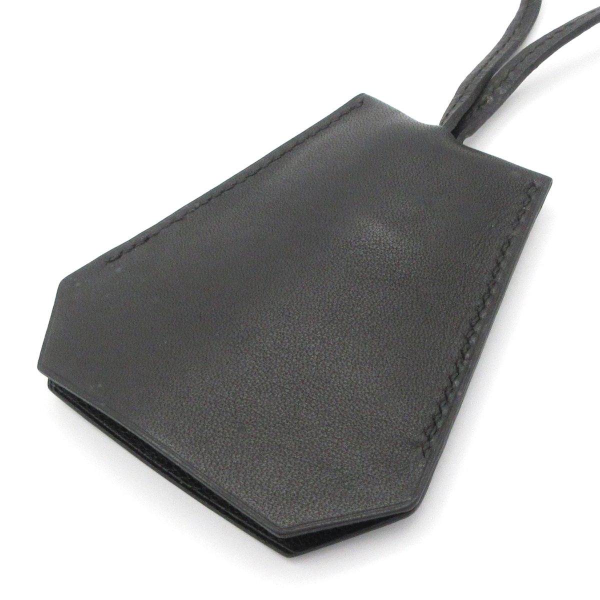Hermes Necklace Long Leather Black Clochette