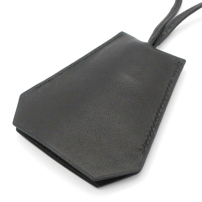 Hermes Necklace Long Leather Black Clochette