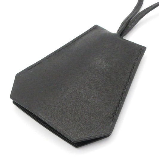 Hermes Necklace Long Leather Black Clochette