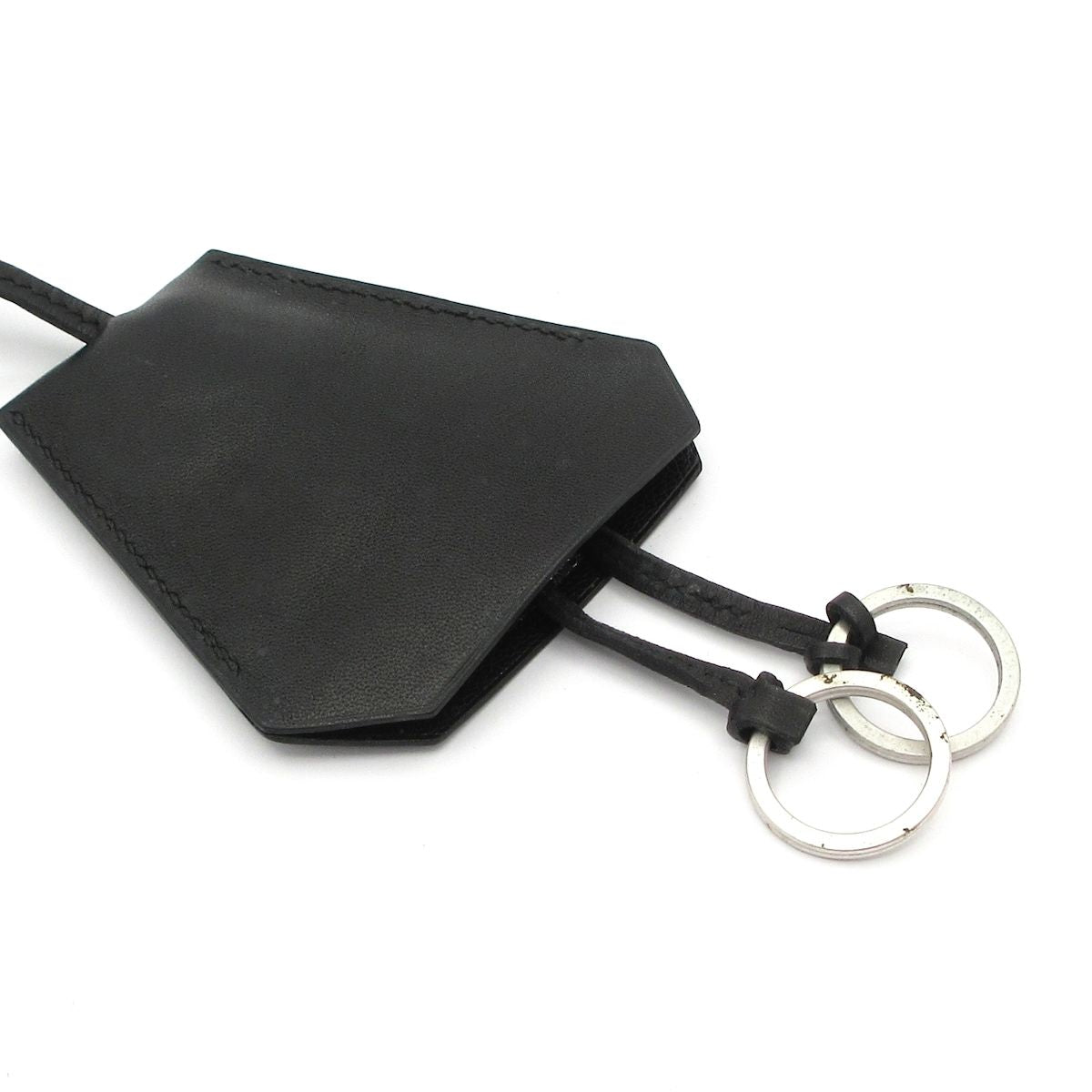 Hermes Necklace Long Leather Black Clochette — view 5