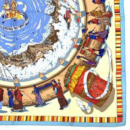 Hermes Carre 90 Prieres AU Vent Prayer in the Wind Blue Multicolor Scarf Silk — view 4