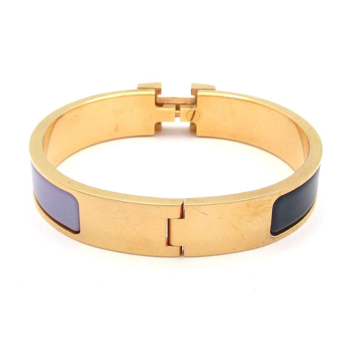 Hermes Bangle Click Gold Navy Light Purple Bracelet — view 3