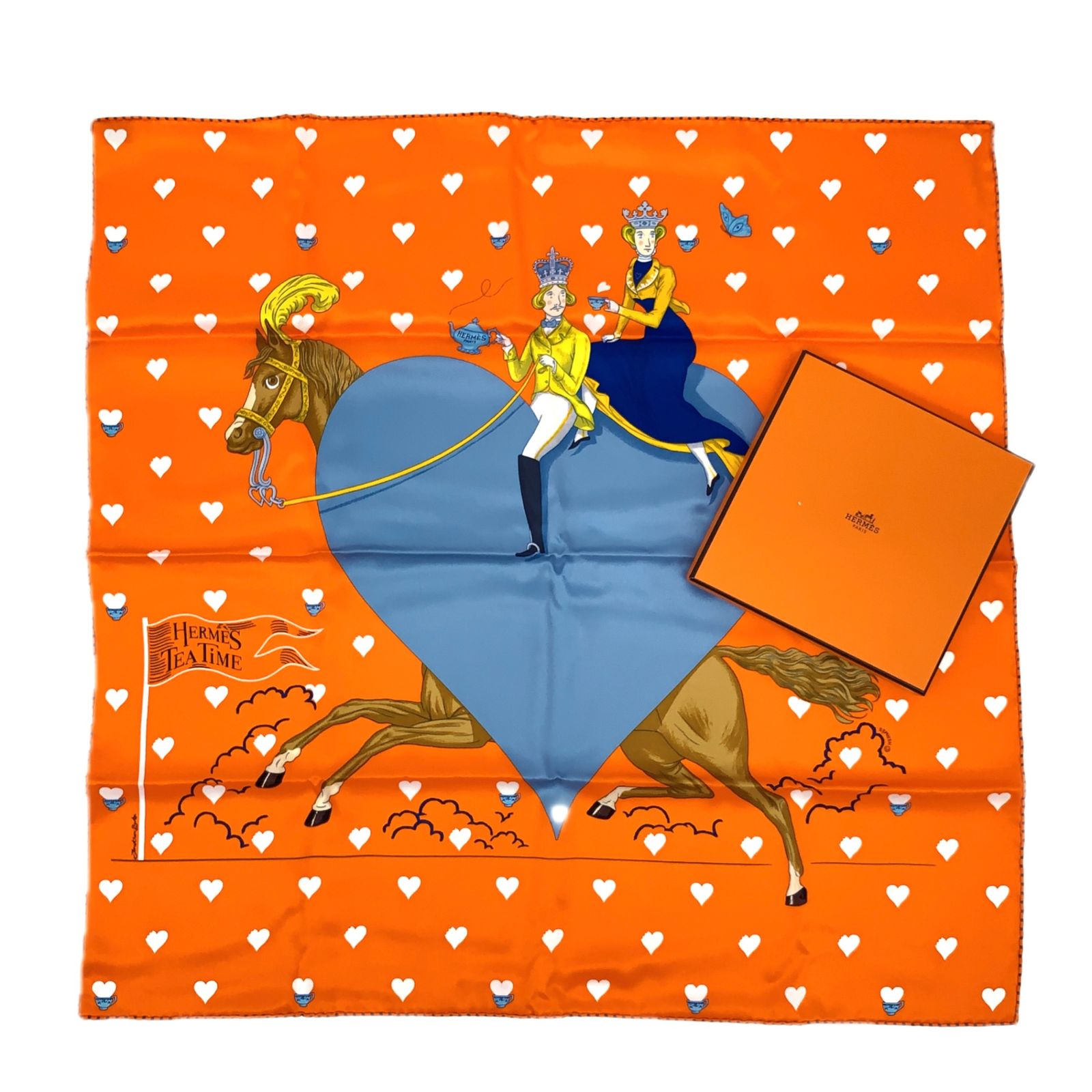 Hermes Scarf Carre 70 Tea Time Medaillons Medallons Orange