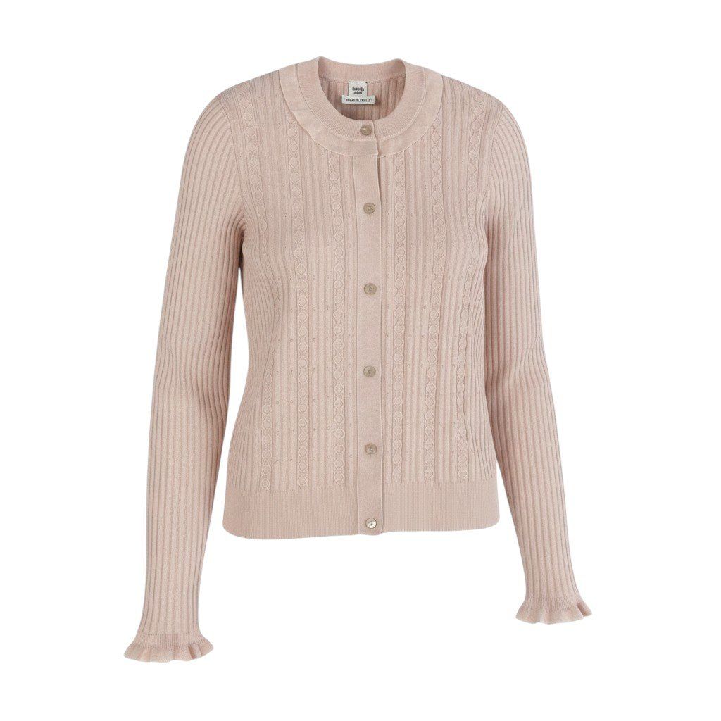 Hermes Collection Long Sleeve Booker Digan Rose Palomino 36 Pink T-Shirt