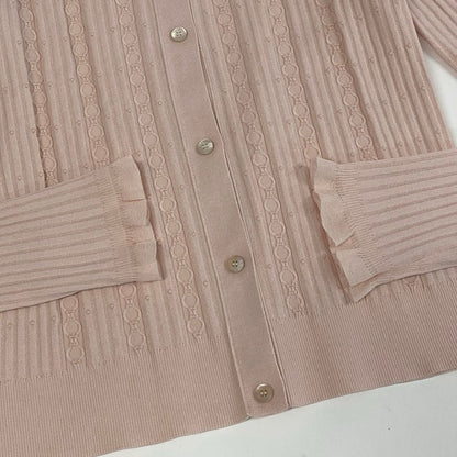 Hermes Collection Long Sleeve Booker Digan Rose Palomino 36 Pink T-Shirt — view 5