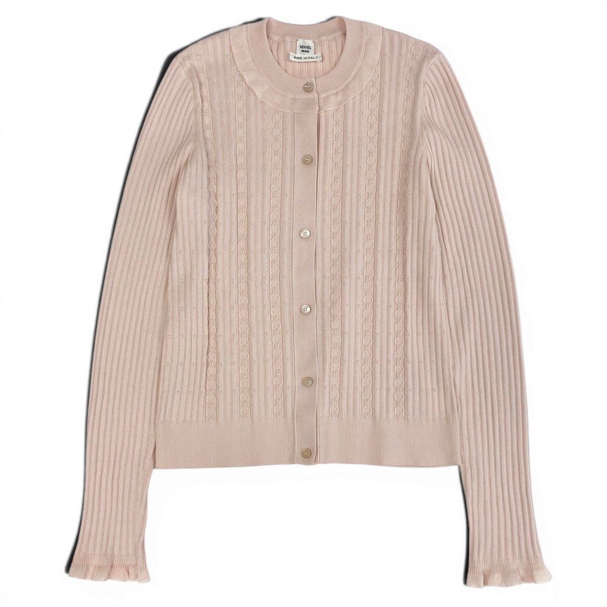 Hermes Collection Long Sleeve Booker Digan Rose Palomino 36 Pink T-Shirt — view 2