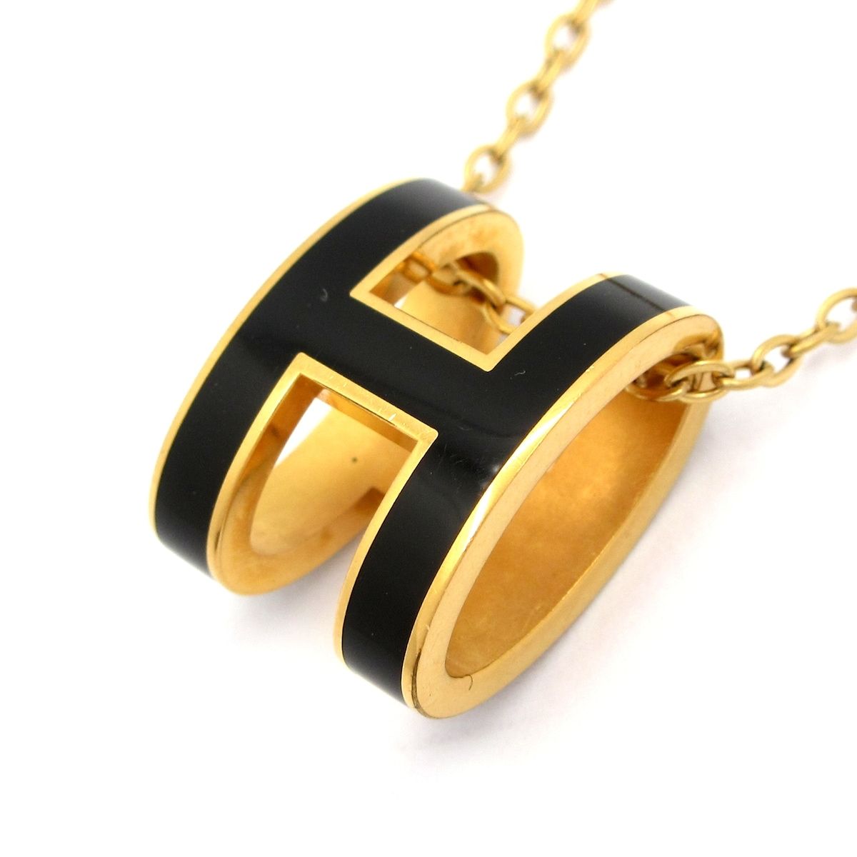 Hermes Necklace Pop Black Gold
