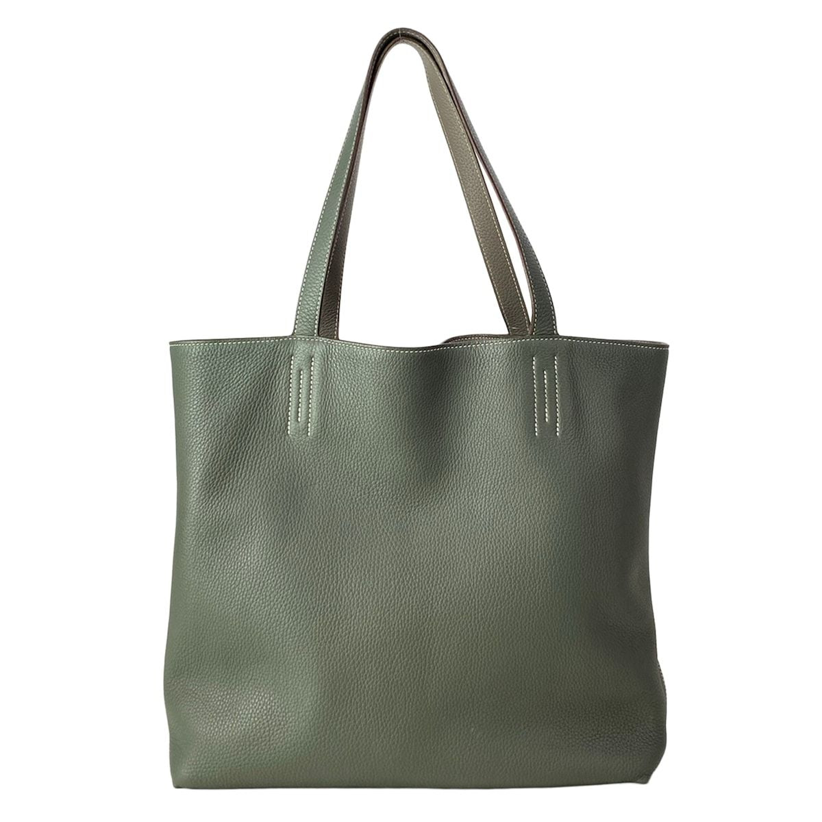 Hermes Tote Double Sens 45 Etain Olive Green Reversible