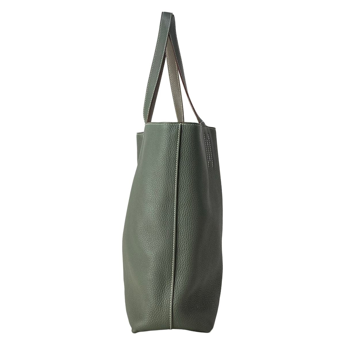 Hermes Tote Double Sens 45 Etain Olive Green Reversible — view 4