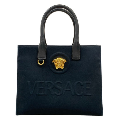 Versace Tote la Medusa Small Canvas Black Leather