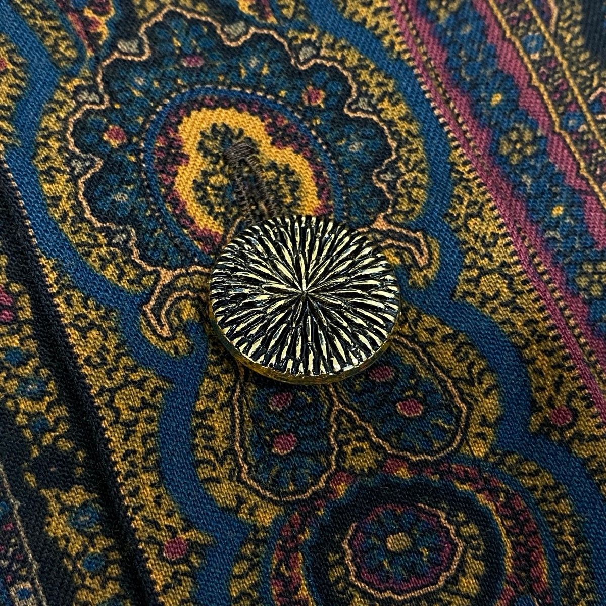 Saint Laurent Long Sleeve Shirt Paisley Pattern All Over Gold Button Retro — view 6