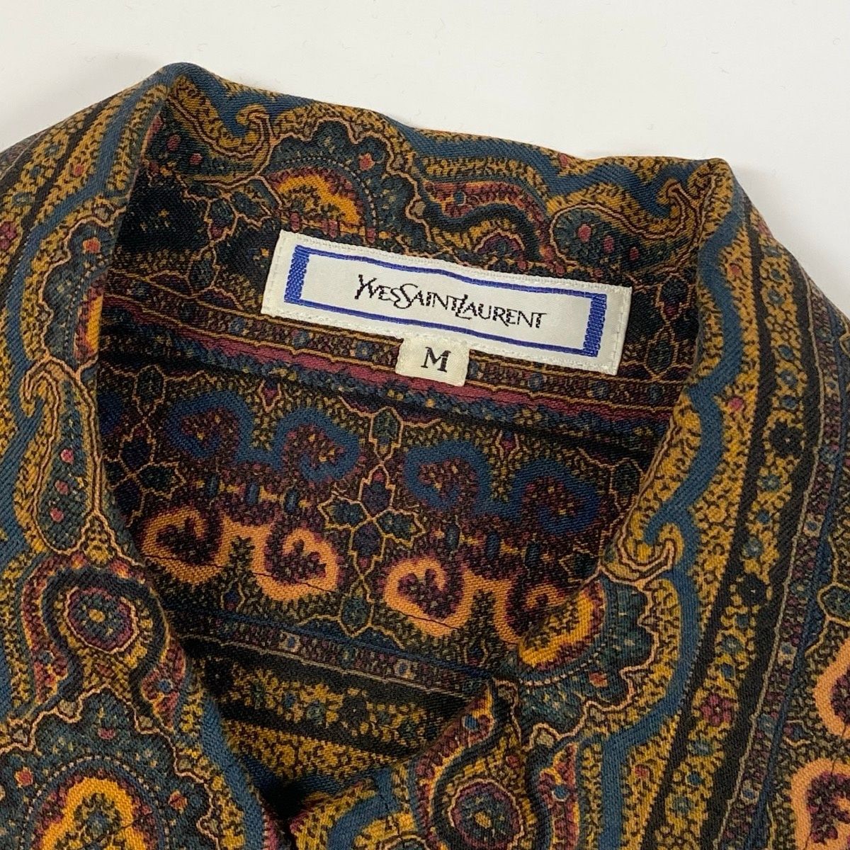 Saint Laurent Long Sleeve Shirt Paisley Pattern All Over Gold Button Retro — view 8