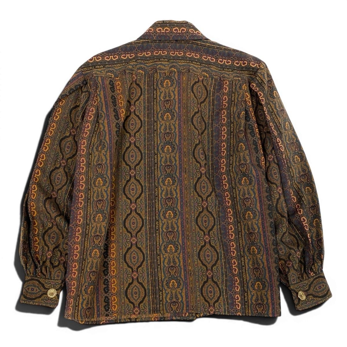 Saint Laurent Long Sleeve Shirt Paisley Pattern All Over Gold Button Retro — view 3
