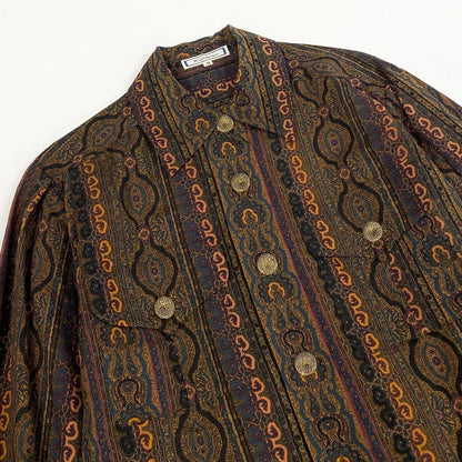 Saint Laurent Long Sleeve Shirt Paisley Pattern All Over Gold Button Retro — view 4