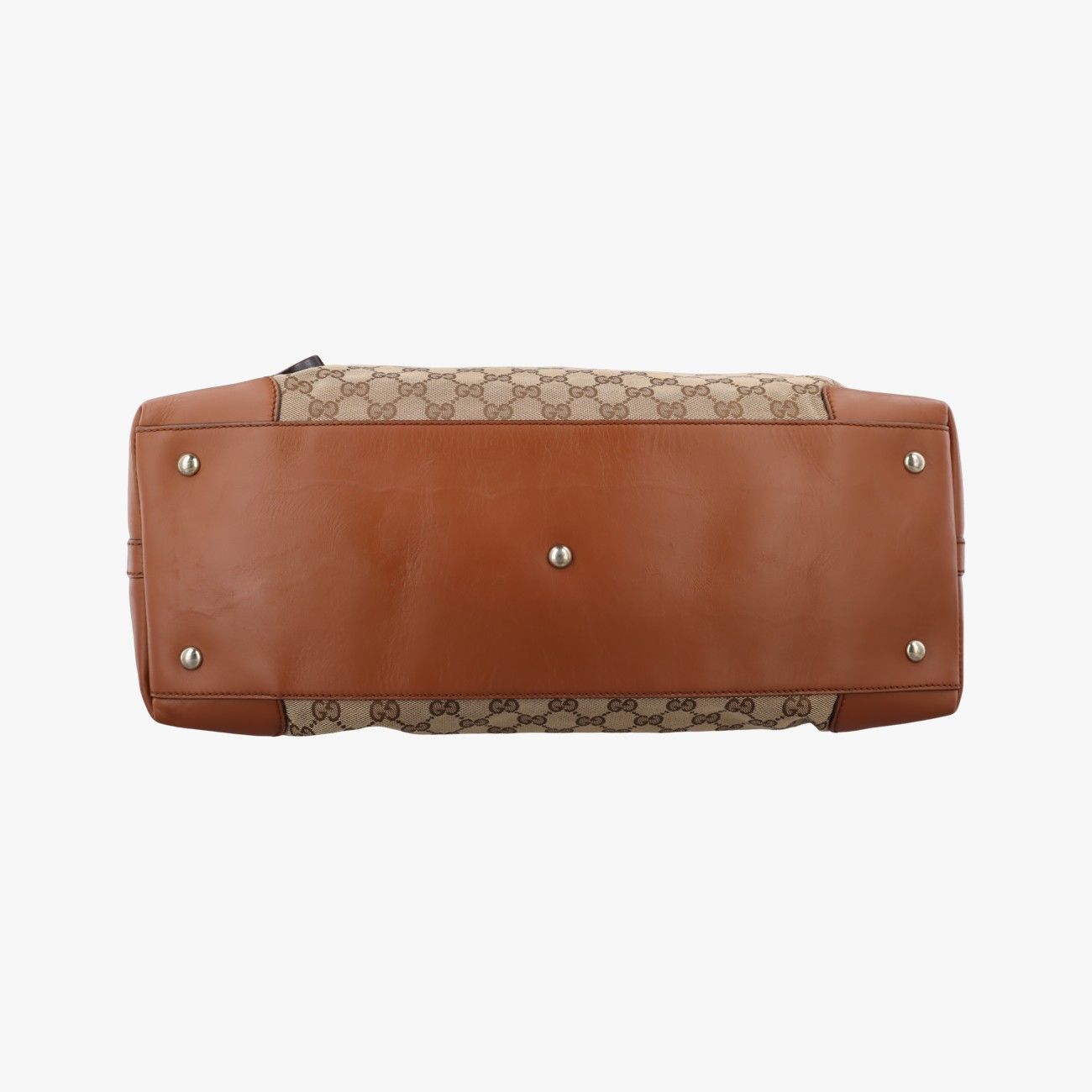 Gucci Cles Brown Canvas Leather Handbag — view 3