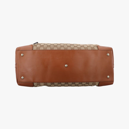 Gucci Cles Brown Canvas Leather Handbag — view 3