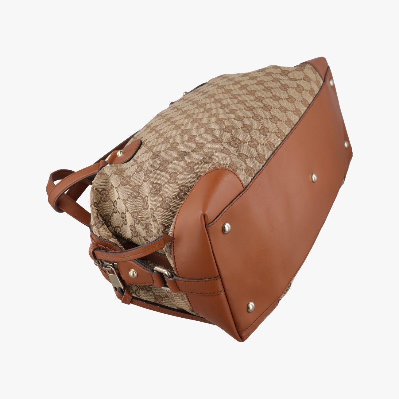 Gucci Cles Brown Canvas Leather Handbag — view 7