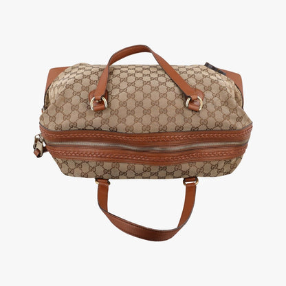 Gucci Cles Brown Canvas Leather Handbag — view 8