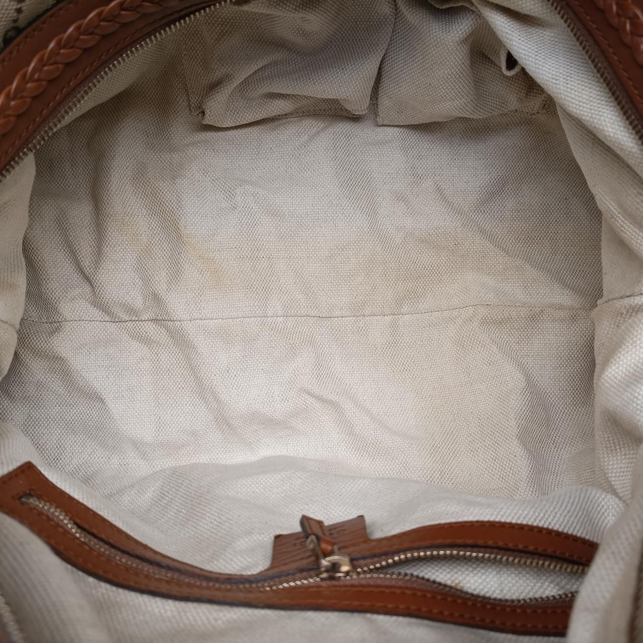 Gucci Cles Brown Canvas Leather Handbag — view 9