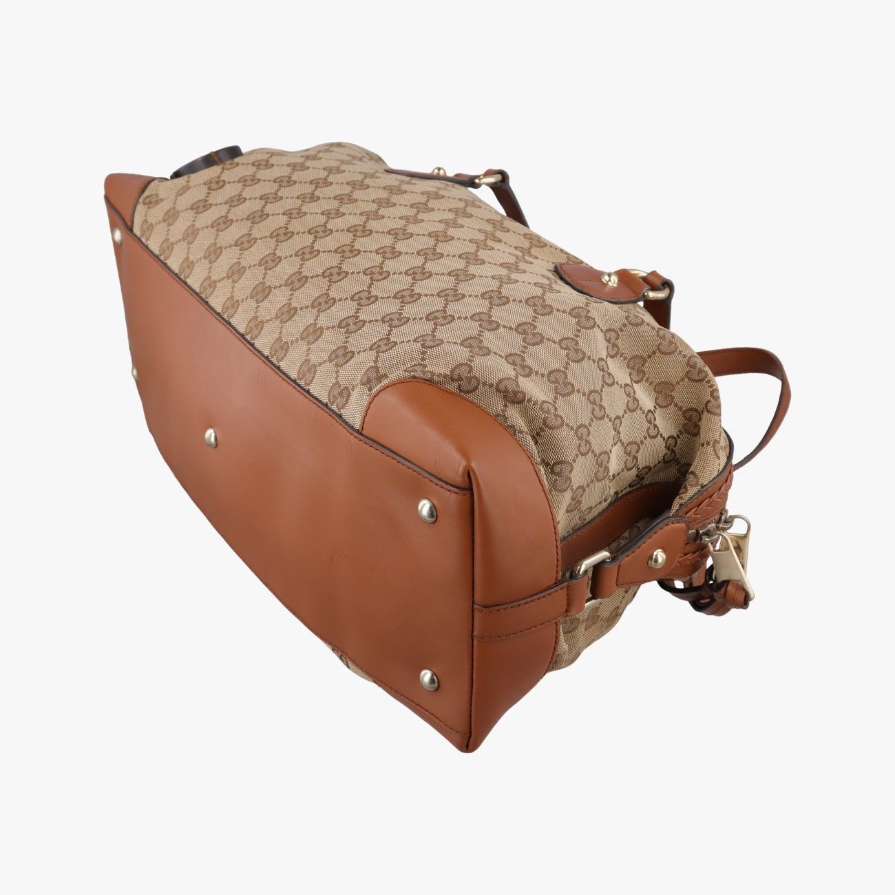 Gucci Cles Brown Canvas Leather Handbag — view 4