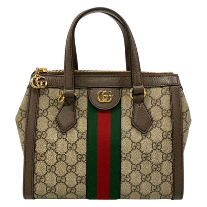 Gucci Handbag Ophidia GG Small Tote Beige Dark Brown Multi Leather