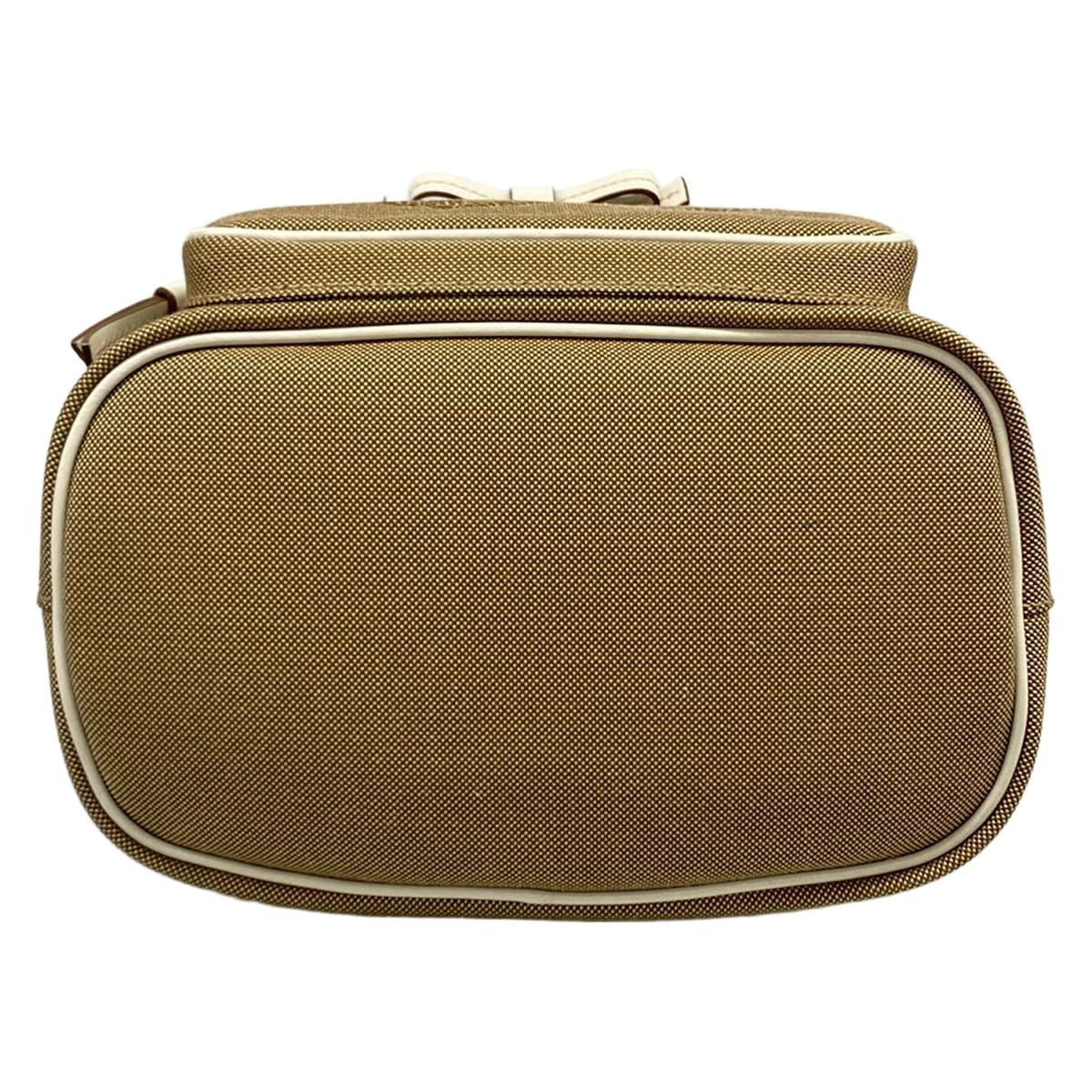 Prada Handbag Logo Jacquard Beige White Drawstring Ribbon Leather — view 5
