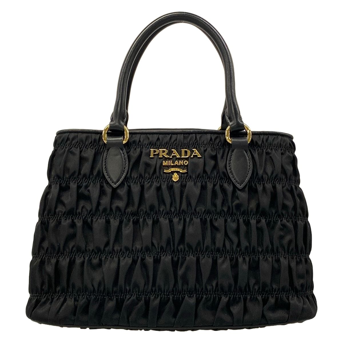 Prada Tote Gather Black Leather